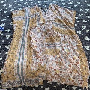 Sheer floral kimono cover up